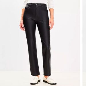 Loft Straight Leg Black Vegan Leather Pants